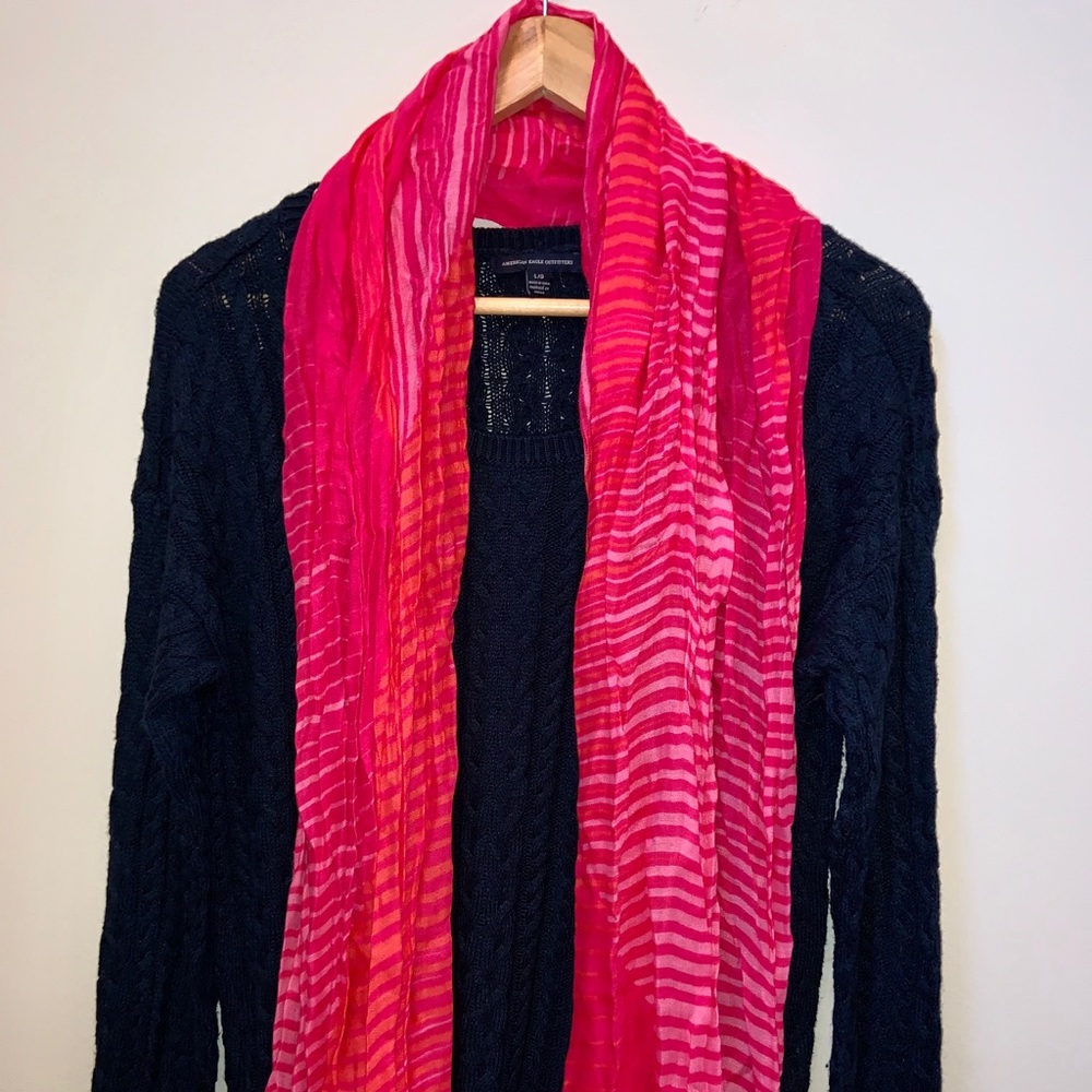 Pink and Orange Strip Scarf